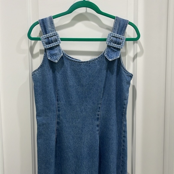 Vintage Switch Denim Midi Tank Dress Sz 9 Medium - Picture 2 of 7